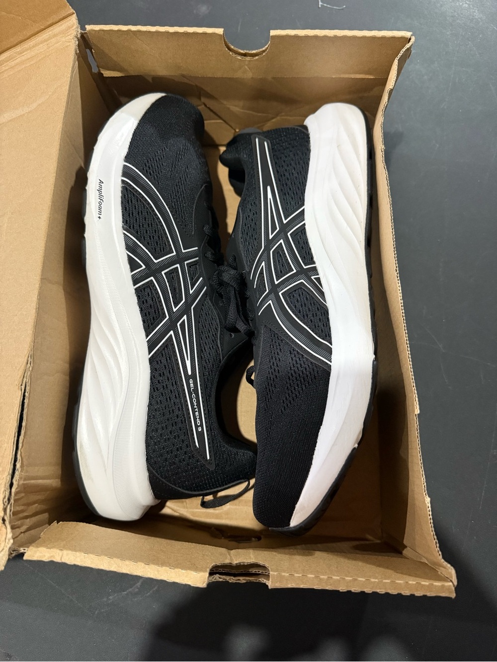 Asics Black and White Men's Athletic Running Shoes WIDE SIZE 12